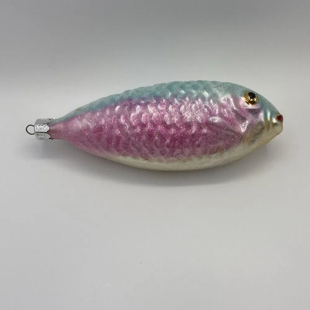 Vintage Christopher Radko Rainbow Trout Hand Blown Glass Christmas Ornament Rare